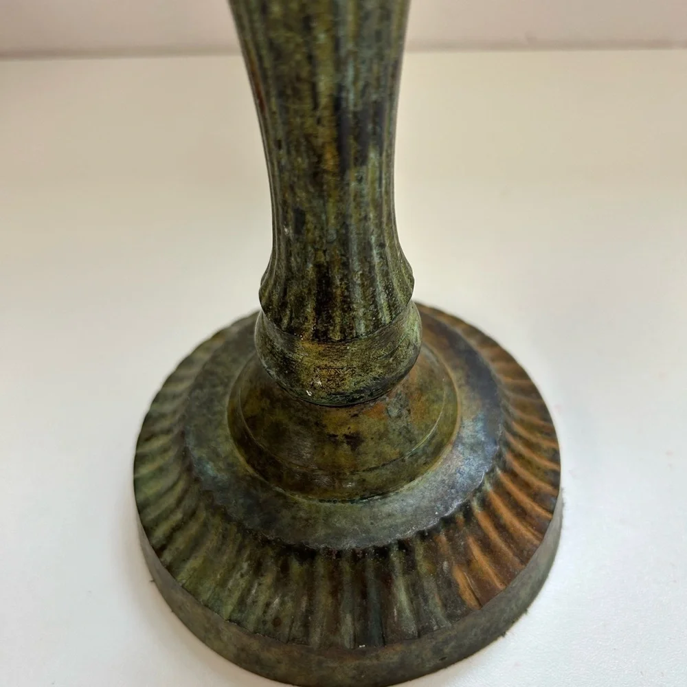 Vintage brass Green/ candle stick holder / made in India / rare